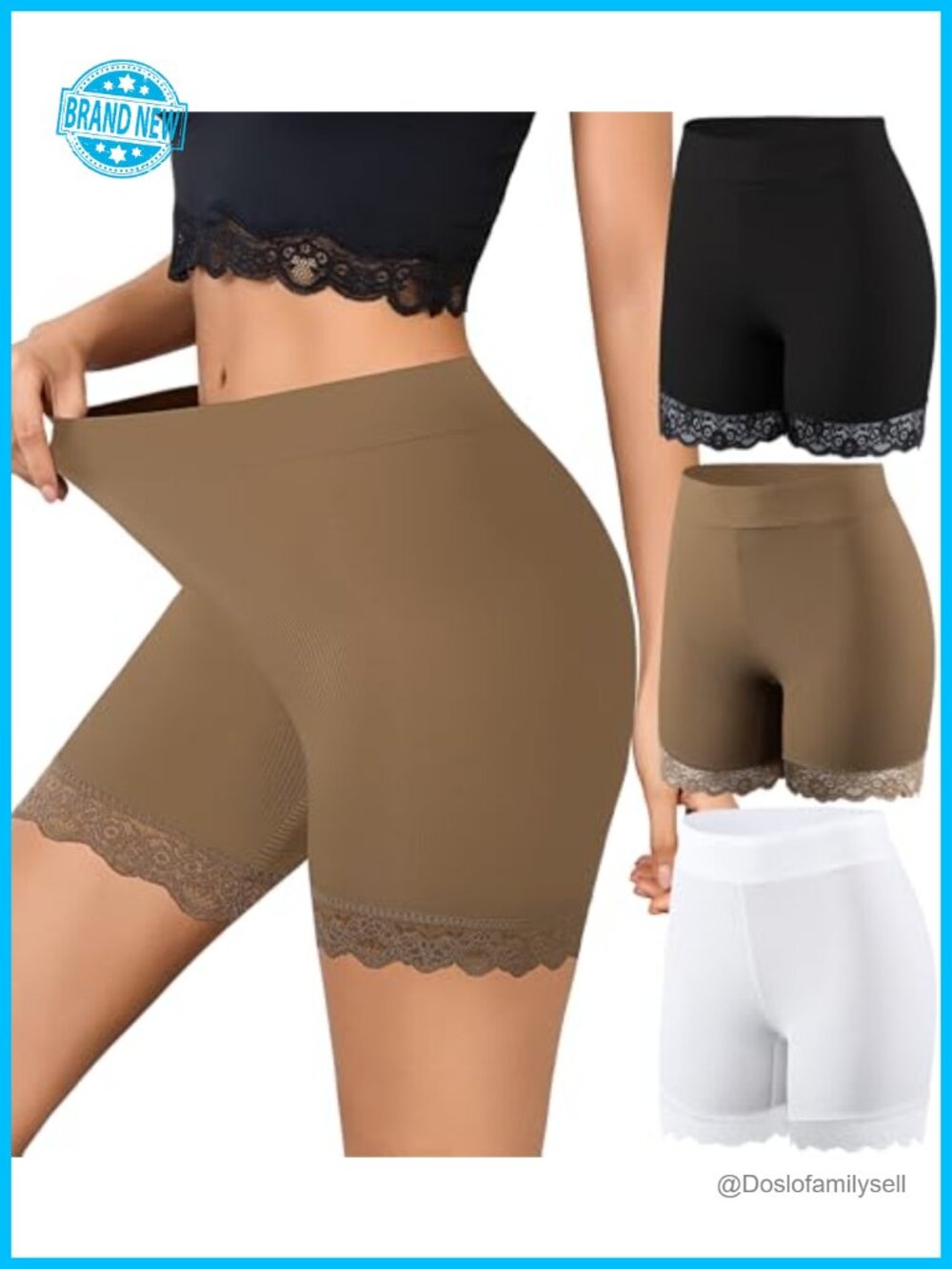 Women's Seamless Anti-Chafing High Waisted Boyshorts Under Dress Slip Shorts